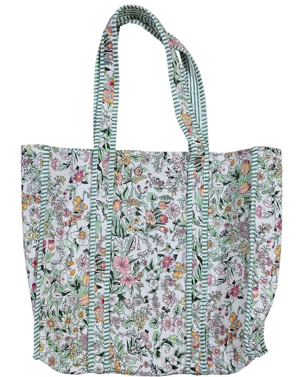 Digital Liberty Print Bag with Kantha Stitching