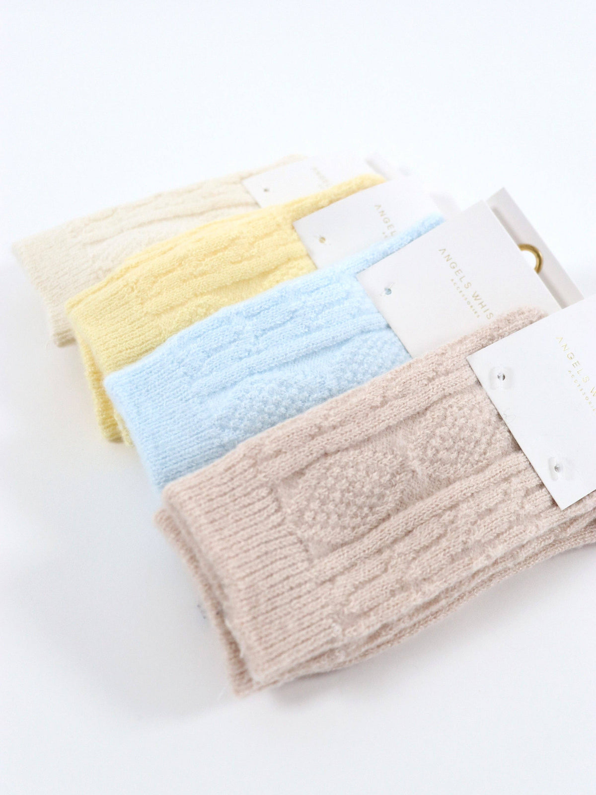 Fisherman Wool Crew Socks in Cream