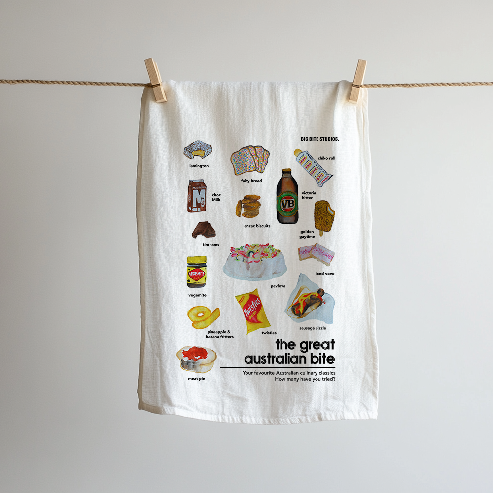 GREAT AUSTRALIAN BITE TEA TOWEL — by Big Bite Studios