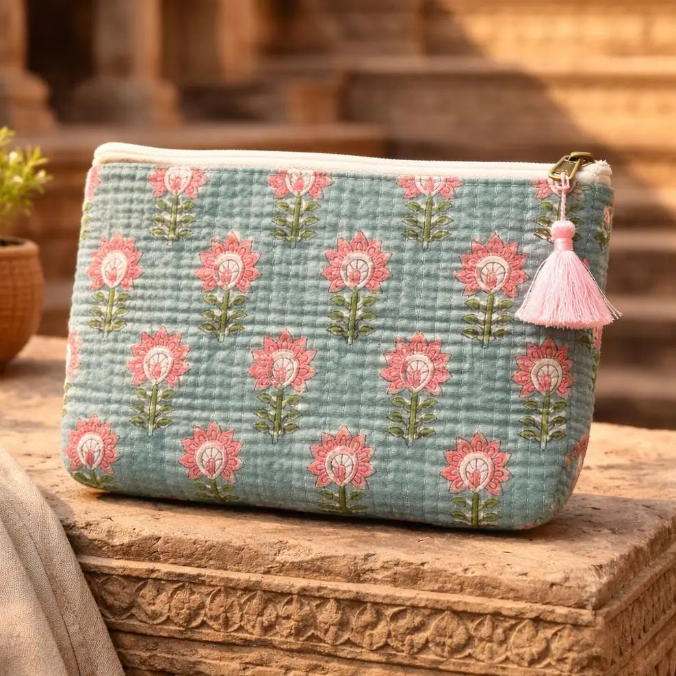 Cotton Travel & Makeup Bag