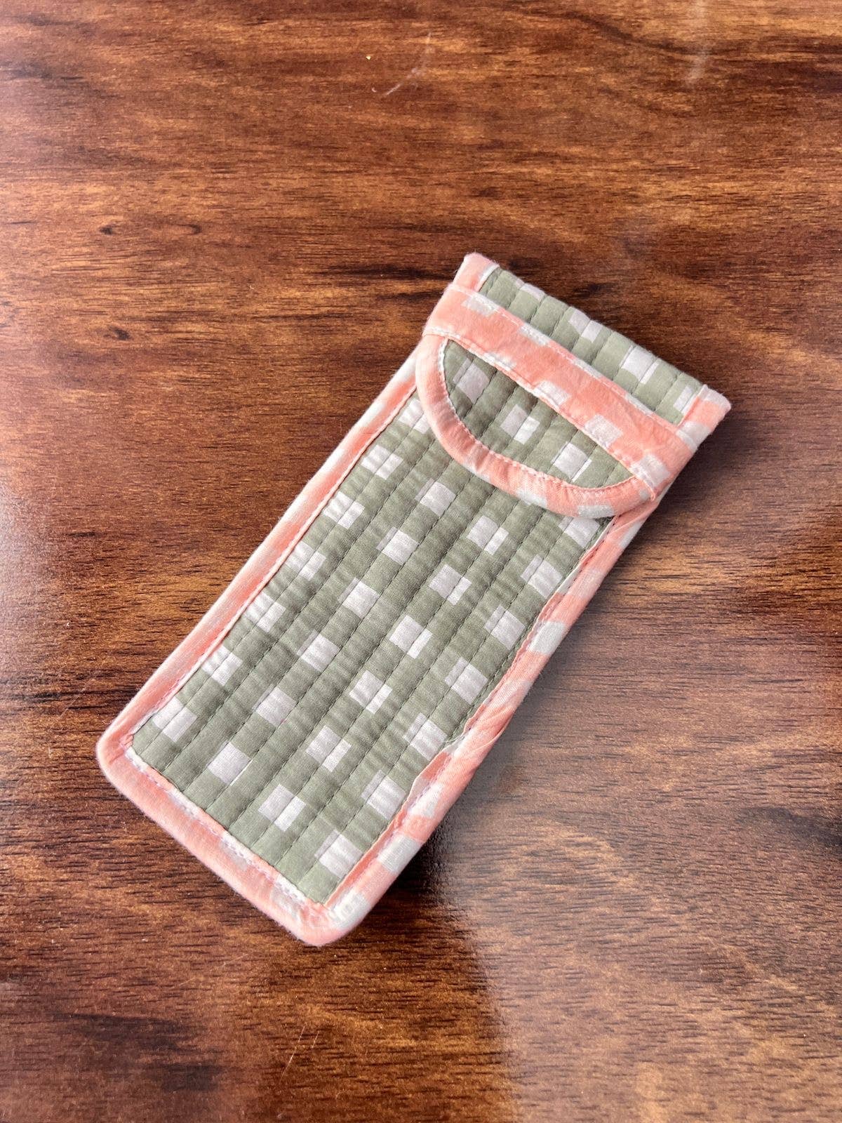 Quilted Glasses Case - Green & Orange