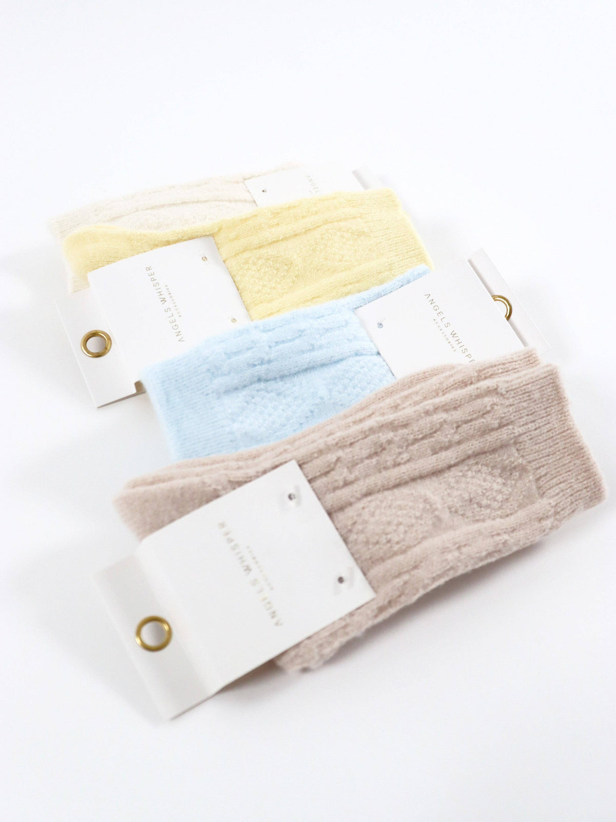 Fisherman Wool Crew Socks in Cream