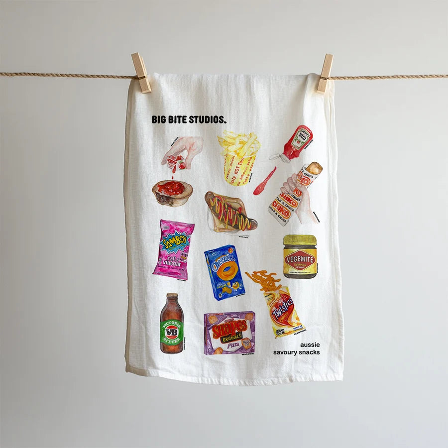 Aussie Savoury Snacks Tea Towel