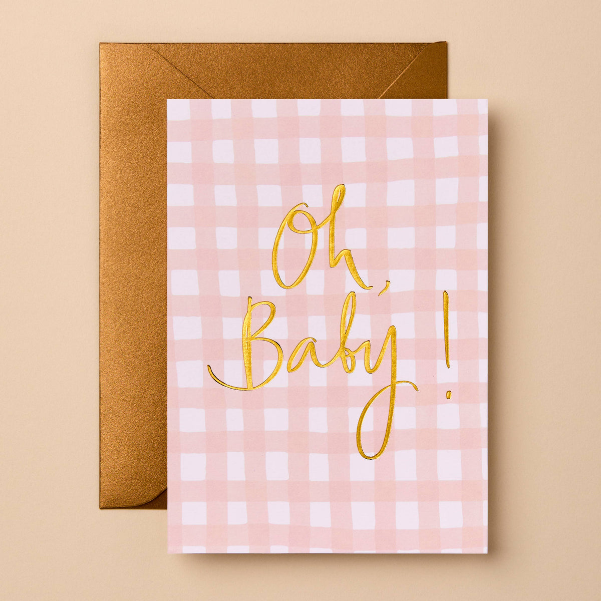 Oh Baby Gingham Greeting Card | Luxury Foil Design