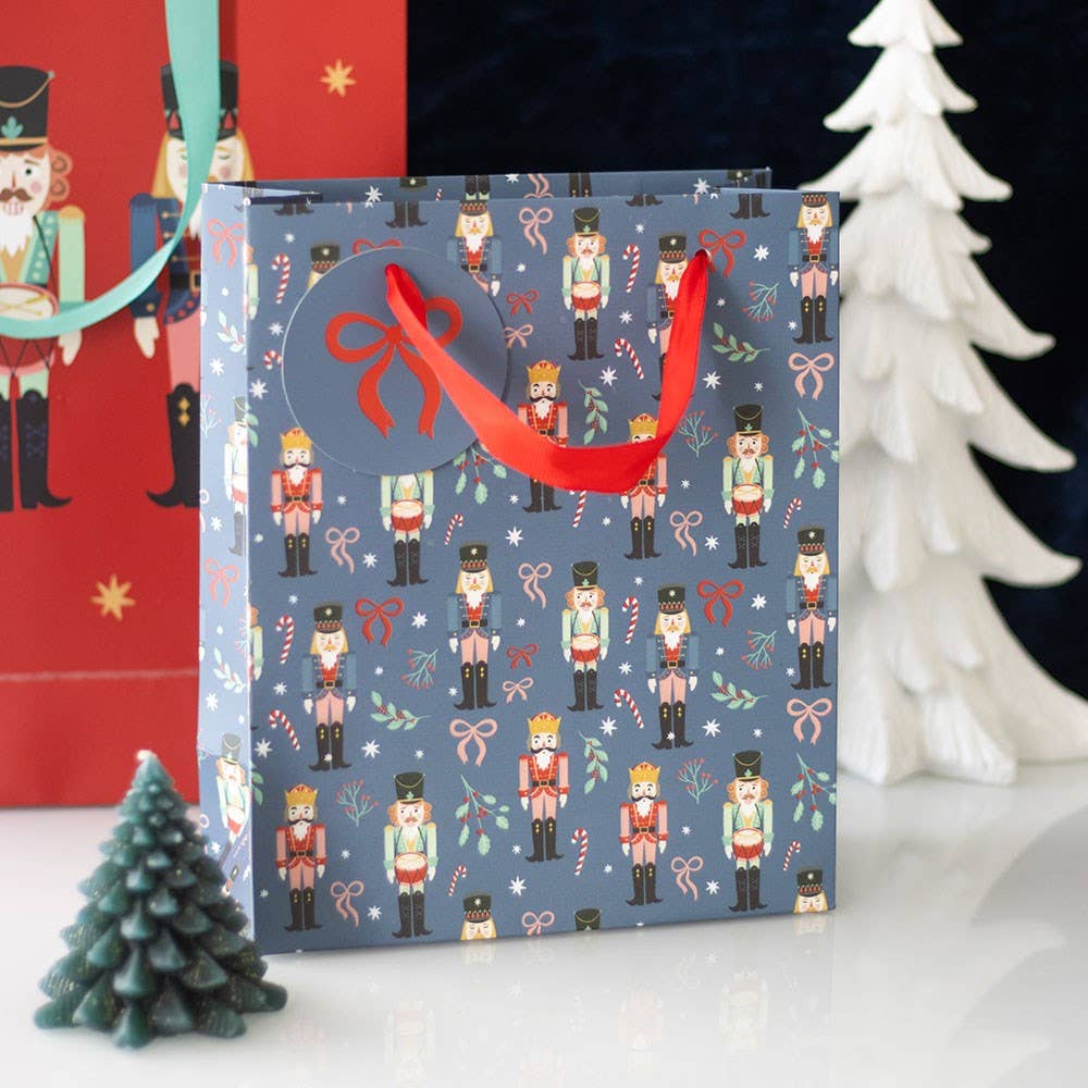 Blue Nutcracker Print Gift Bag 23cm