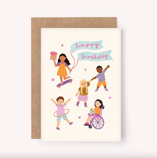 Birthday Banners Greeting Card - Cute Kid's Bday | Diverse