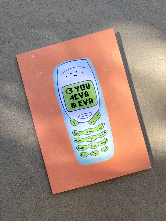 00's Phone Love You Card - Cute Anniversary Valentine's Card