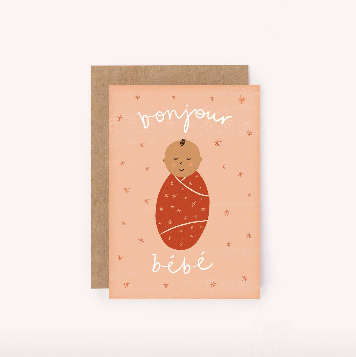Bonjour Bebe Pink Mini Card - New Baby Cute Shower Greeting