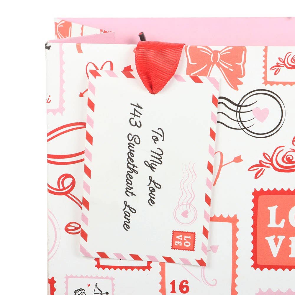 Valentine Postage Stamp Print Gift Bag 23cm