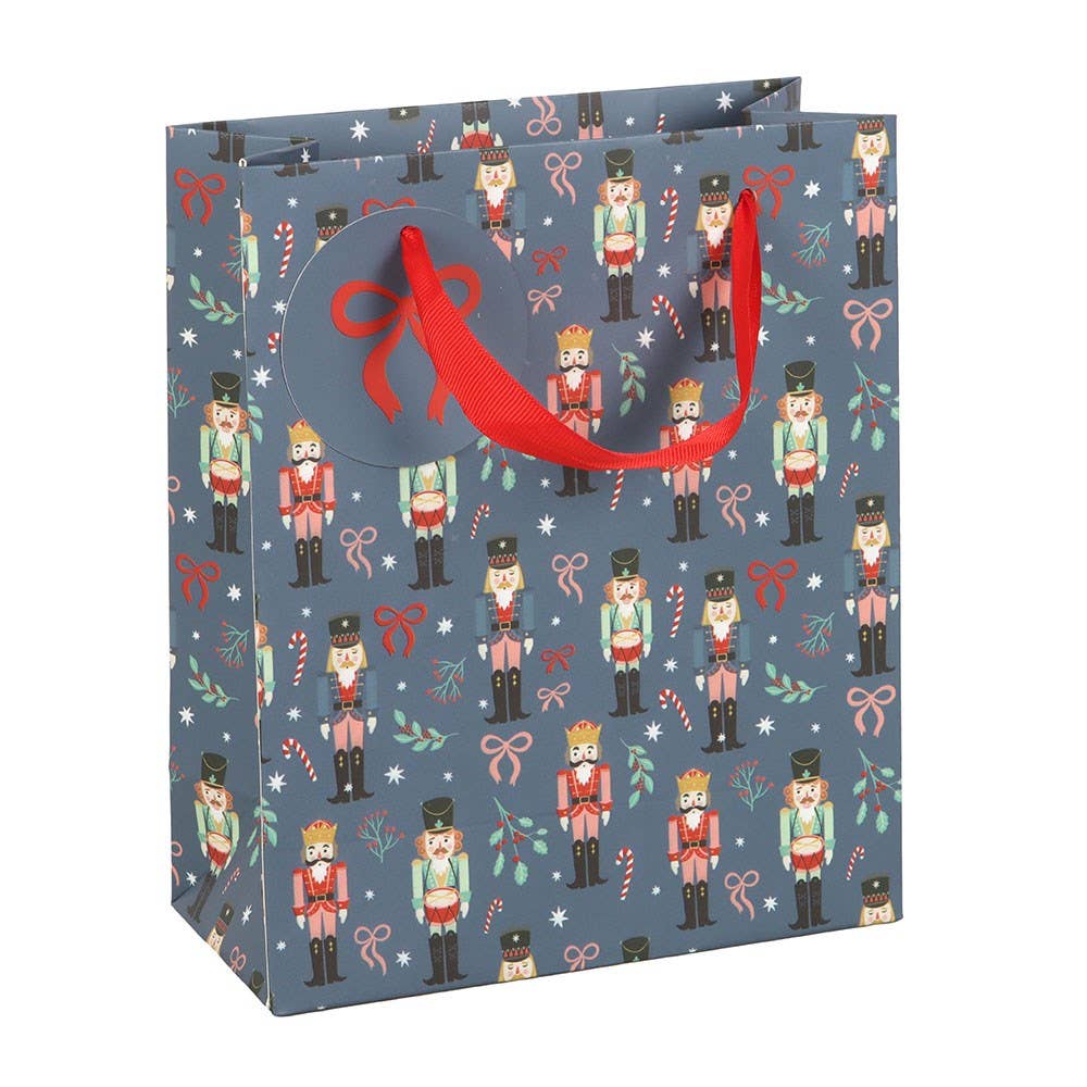 Blue Nutcracker Print Gift Bag 23cm