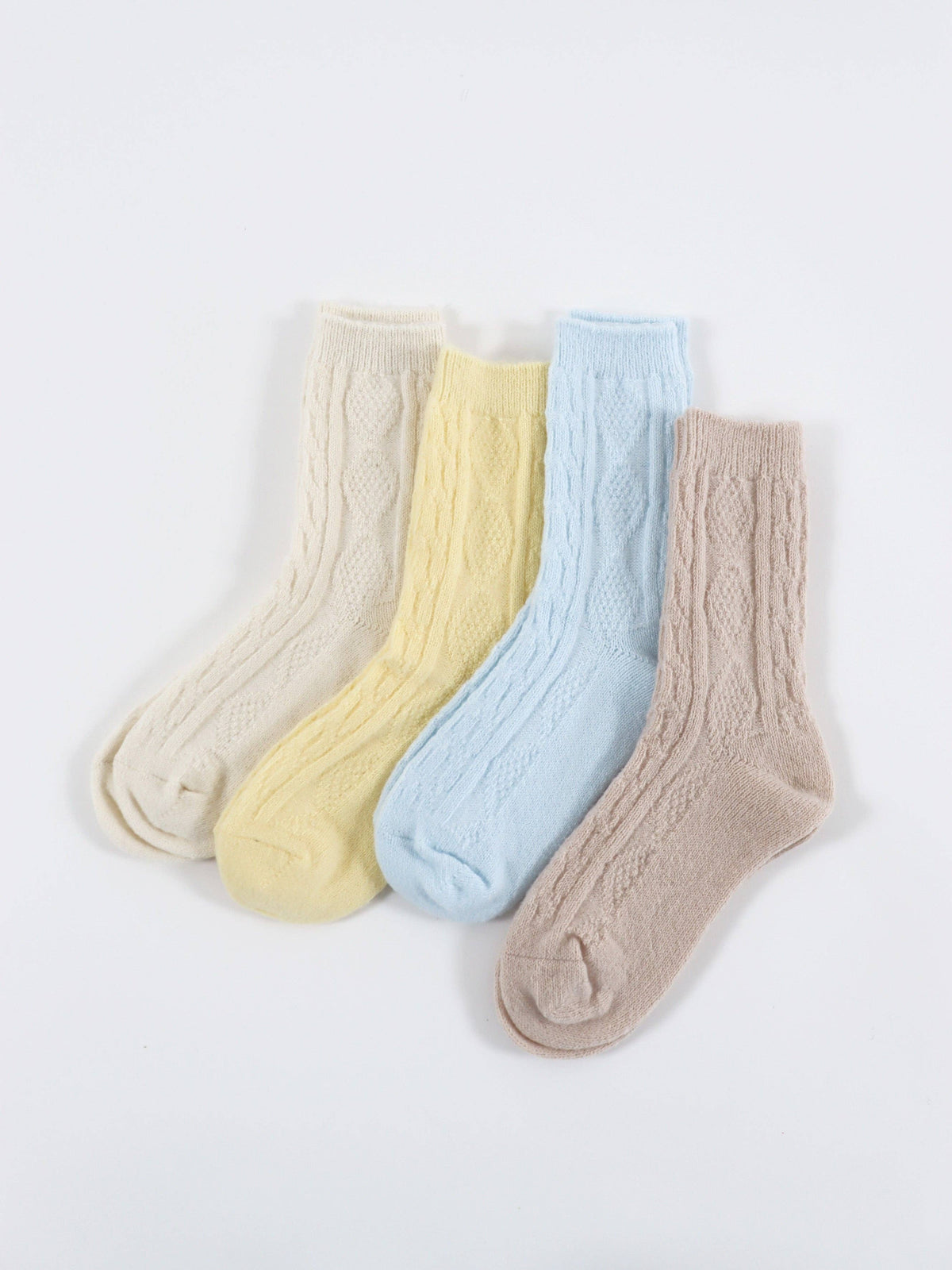 Fisherman Wool Crew Socks in Cream