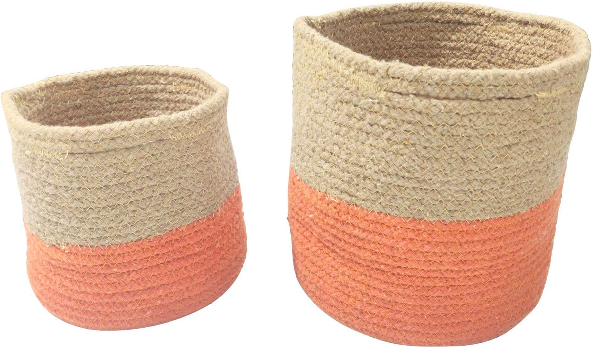 S/2 Orange Natural Cotton Planters 20x20 /15x15cm