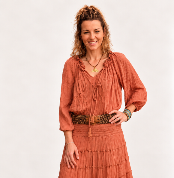 Boho Crinkle Peasant Top