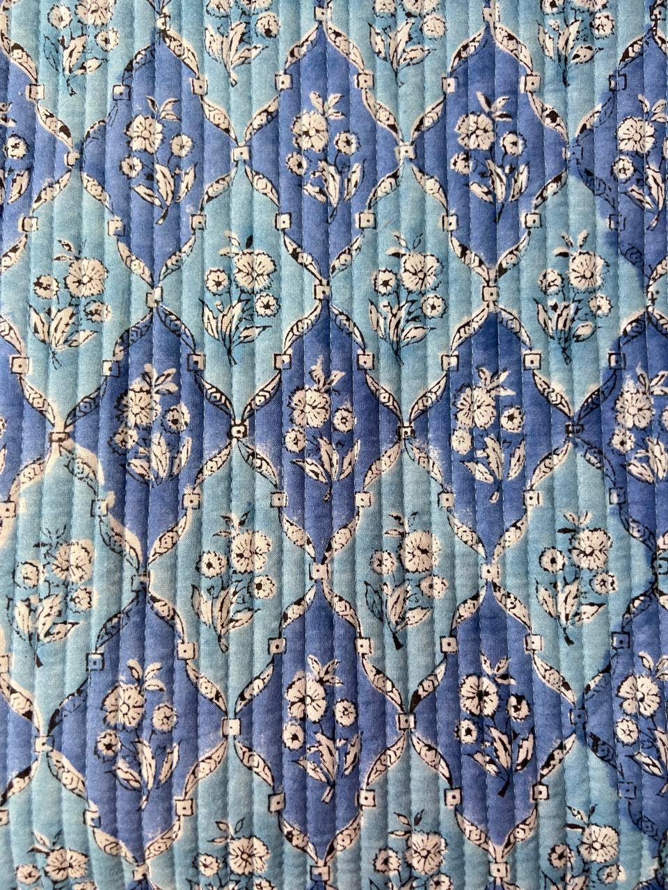 Quilted Laptop Bag - Blue & Pale Blue Floral