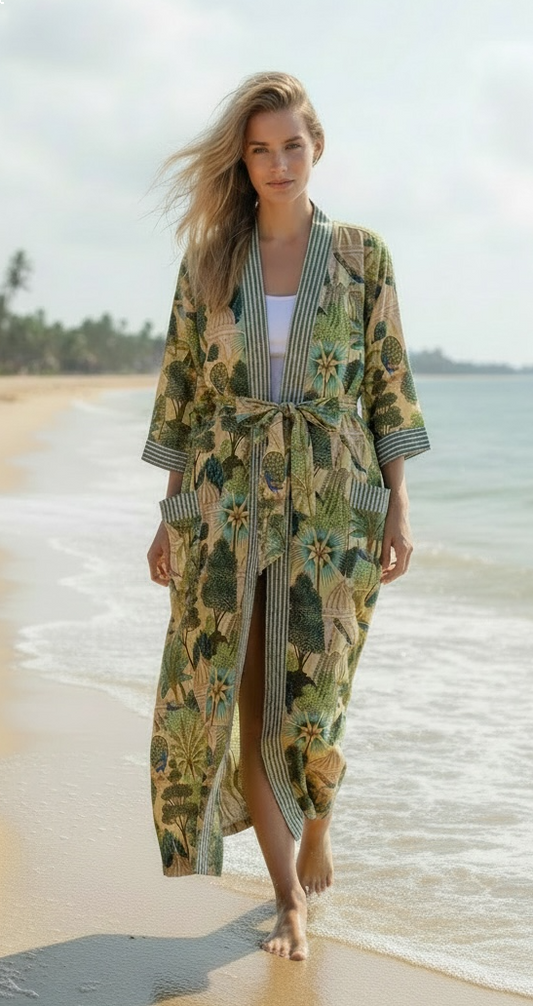 Jungle Design Cotton Kimono (Free Size)