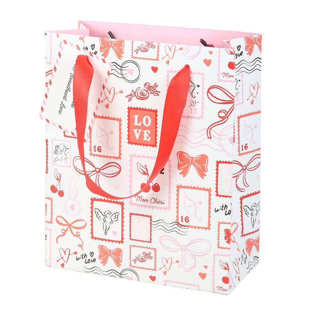 Valentine Postage Stamp Print Gift Bag 23cm