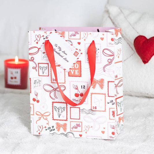 Valentine Postage Stamp Print Gift Bag 23cm