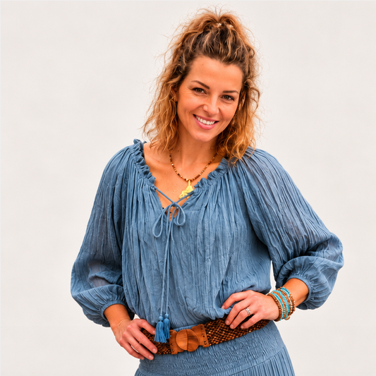 Boho Crinkle Peasant Top