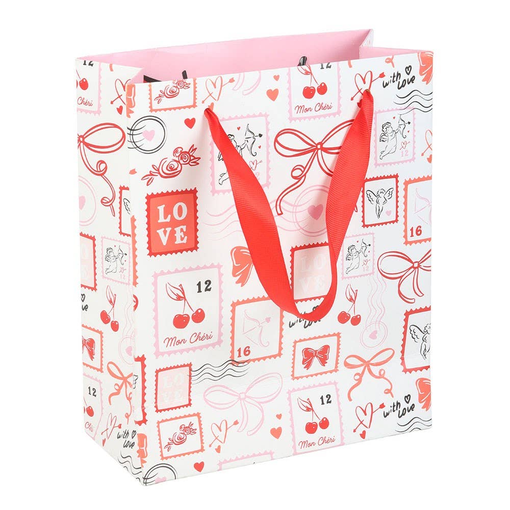 Valentine Postage Stamp Print Gift Bag 23cm