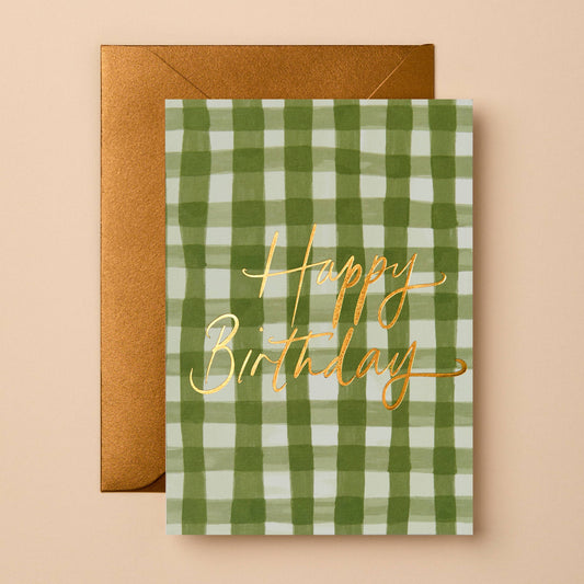 Gingham Birthday Card | Signature Foil Greeting Card