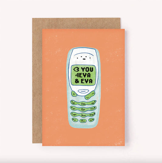 00's Phone Love You Card - Cute Anniversary Valentine's Card