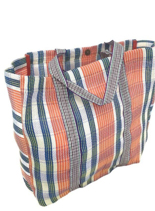 Orange Striped Recycled Plastic Tote Bag